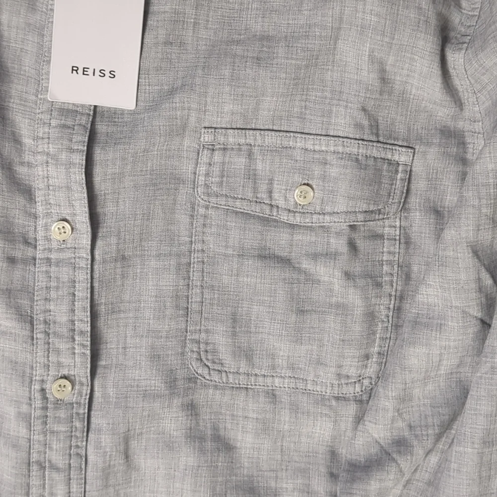 REISS grey Mimi casual button down long sleeve shirt size 14 - Picture 4 of 10